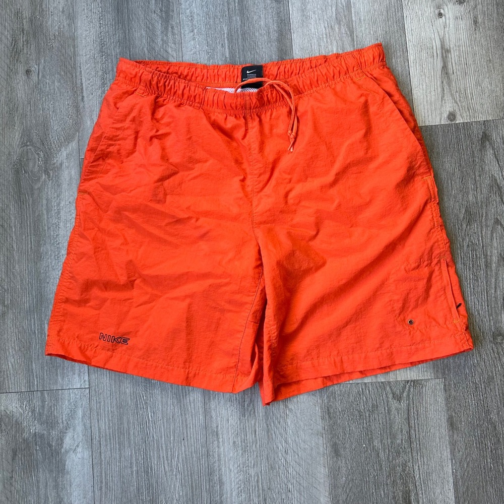 Nike vintage retro Orange Cargo Swim/Workout Shorts Elastic Waist Men's L